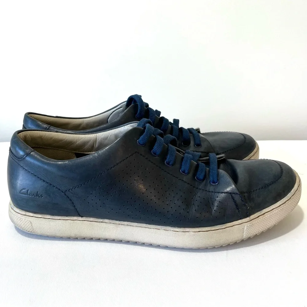 Clarks Men's Niven Life Oxford Navy Blue Leather Sneakers 12 - Picture 12 of 15